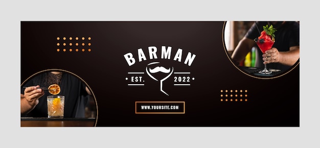 Gradient barman social media cover template