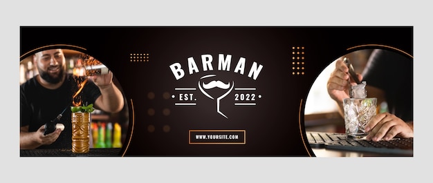 Free vector gradient barman twitter header