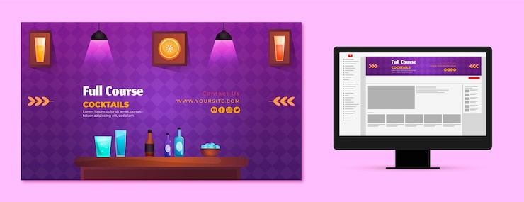 Free Vector gradient barman youtube channel art