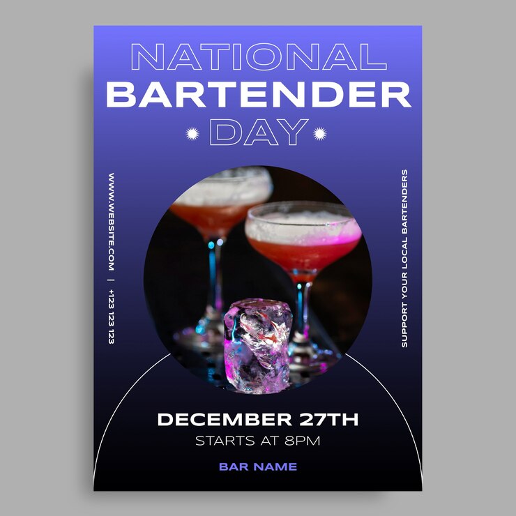 Free Vector gradient bartender's day flyer