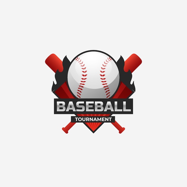 Vettore gratuito design del logo di baseball sfumato