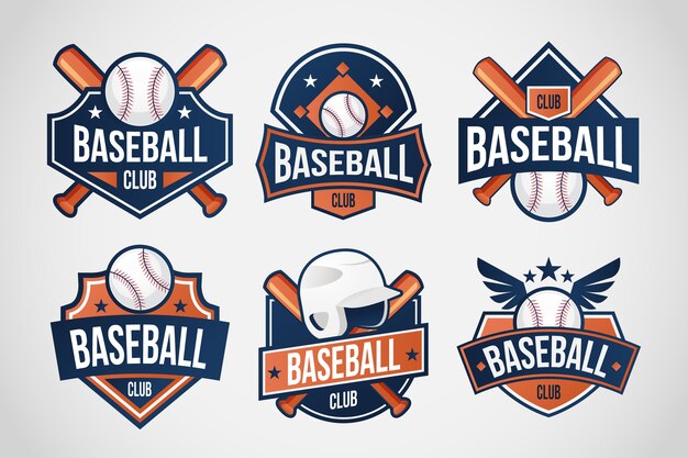 Gradient baseball logo set