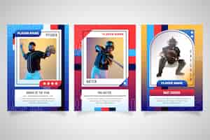 Free vector gradient baseball trading cards illustration