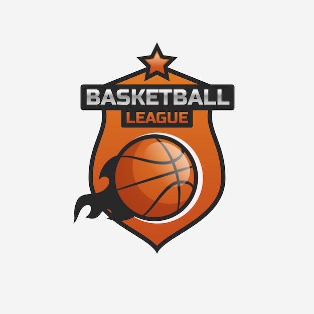 Vettore gratuito design del logo di basket sfumato