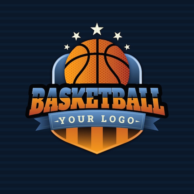 グラデーションバスケットボールのロゴのテンプレート
