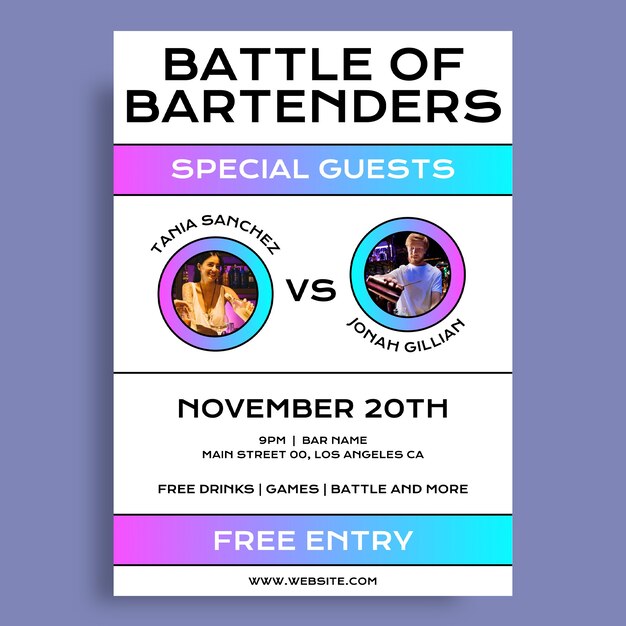 Gradient battle of bartenders flyer