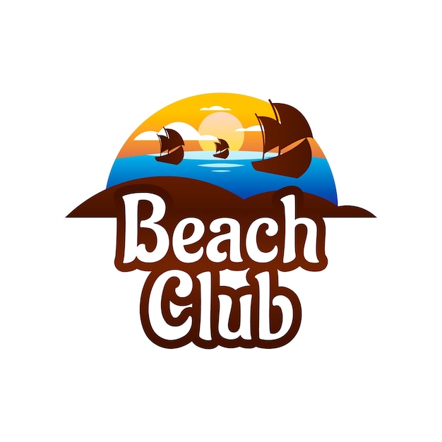 Vettore gratuito design del logo del beach club sfumato