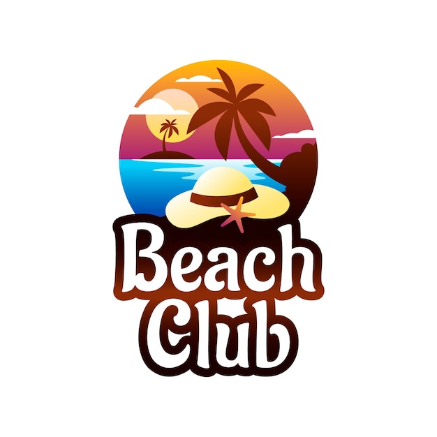 Vettore gratuito design del logo del beach club sfumato