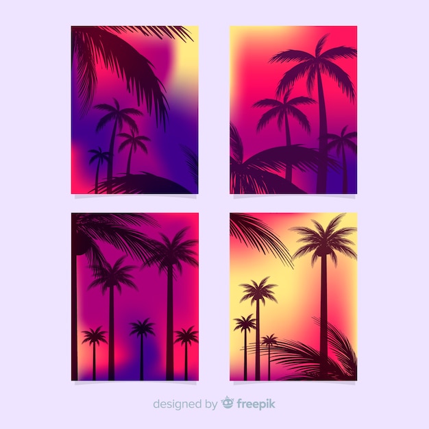 Free vector gradient beach cover collection
