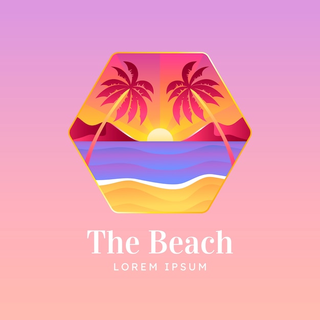 Vettore gratuito design del logo della spiaggia sfumato