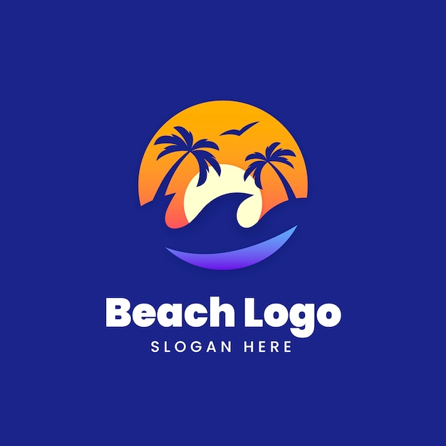 Vettore gratuito design del logo della spiaggia sfumato