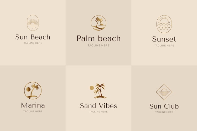 無料ベクター グラデーションビーチのロゴのテンプレートデザイン