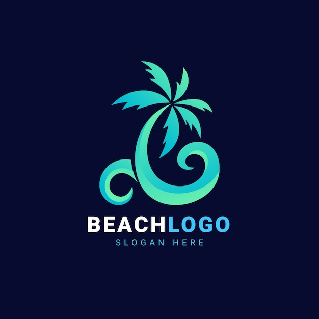 無料ベクター グラデーションビーチのロゴのテンプレート
