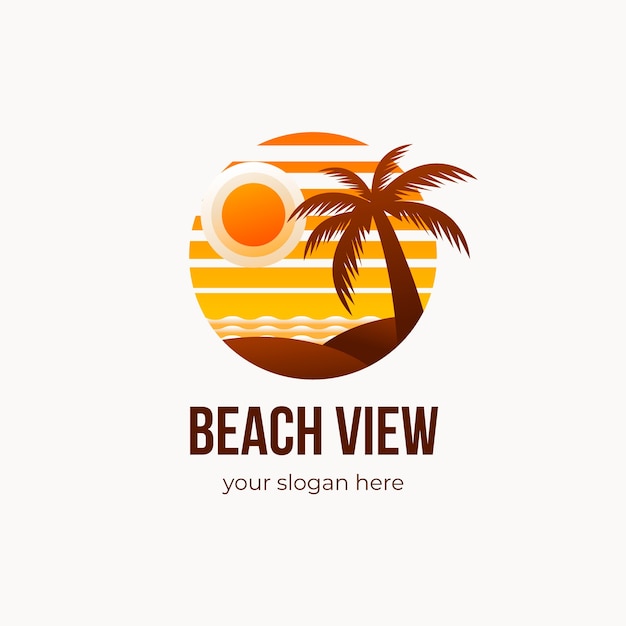 グラデーションビーチのロゴのテンプレート