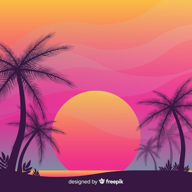 Free vector gradient beach sunset landscape