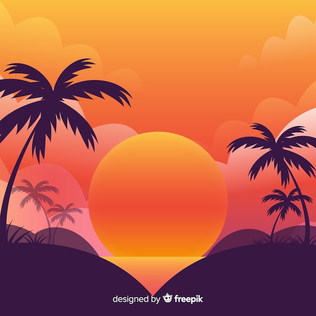 Free vector gradient beach sunset landscape