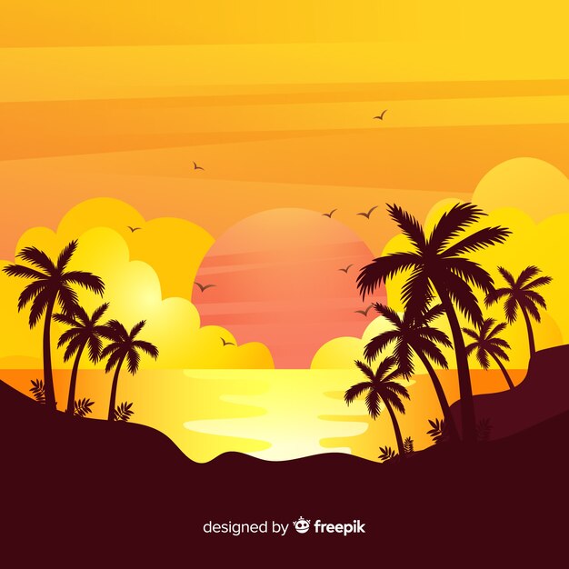 Gradient beach sunset landscape