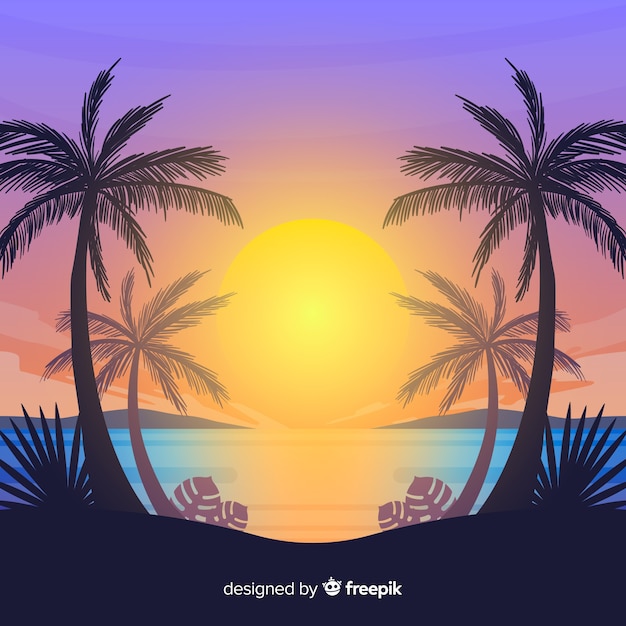 Gradient beach sunset landscape