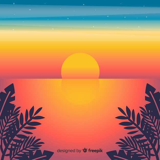 Free vector gradient beach sunset landscape