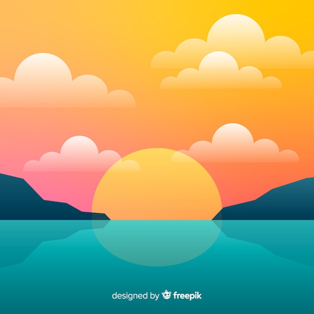 Free vector gradient beach sunset landscape