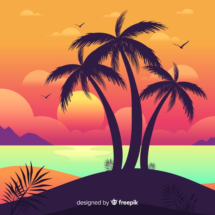 Free Vector gradient beach sunset landscape