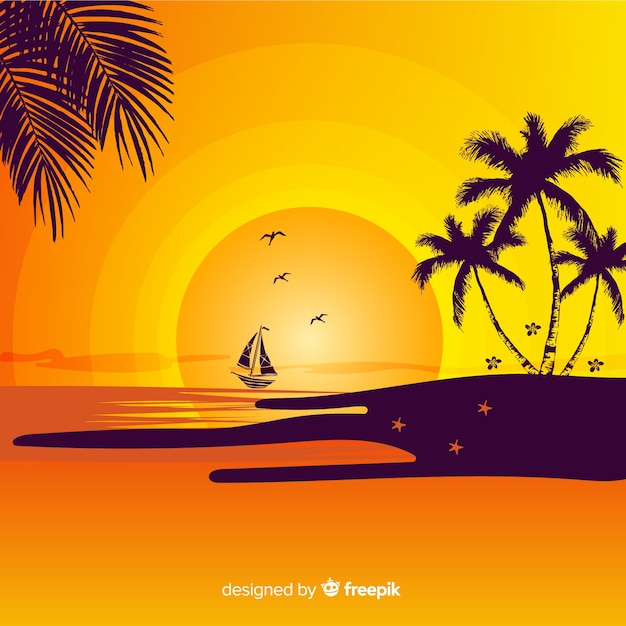 Gradient beach sunset landscape