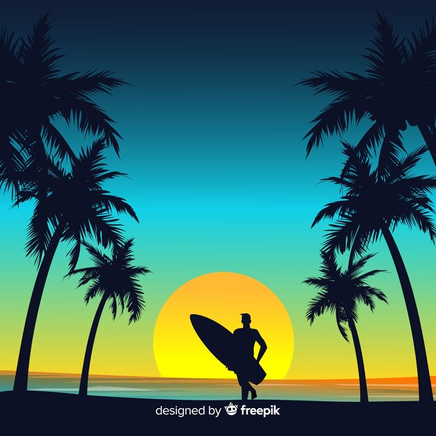 Gradient beach sunset landscape