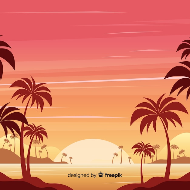 Free vector gradient beach sunset landscape