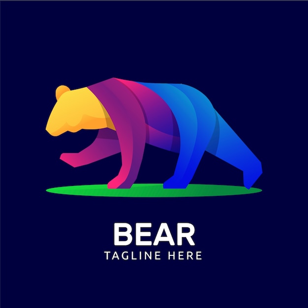 Free vector gradient bear logo template