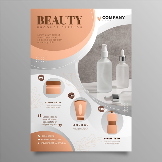 Gradient beauty product catalog with photo