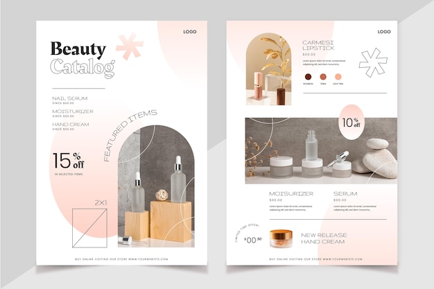 Free vector gradient beauty product catalog with photo