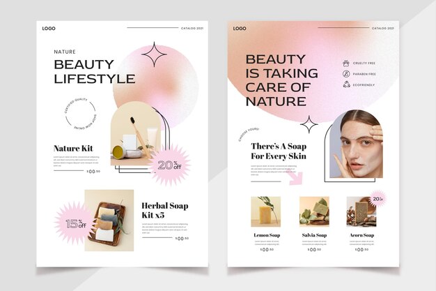 Gradient beauty product catalog with photo