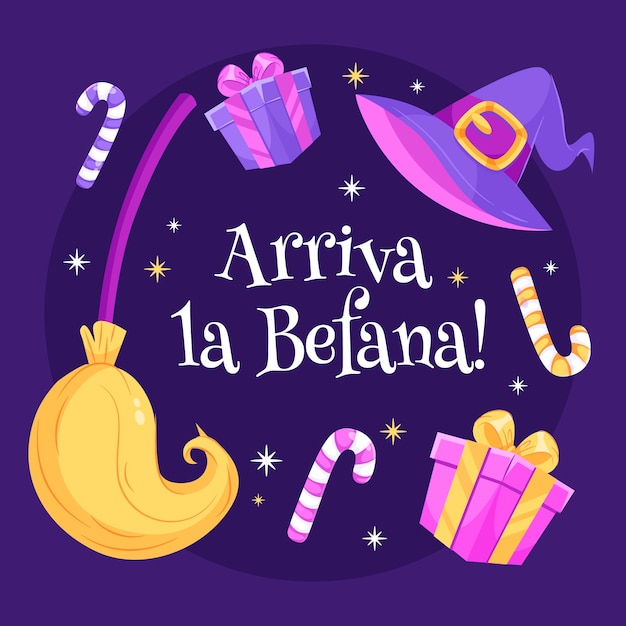 Illustrazione di befana sfumata