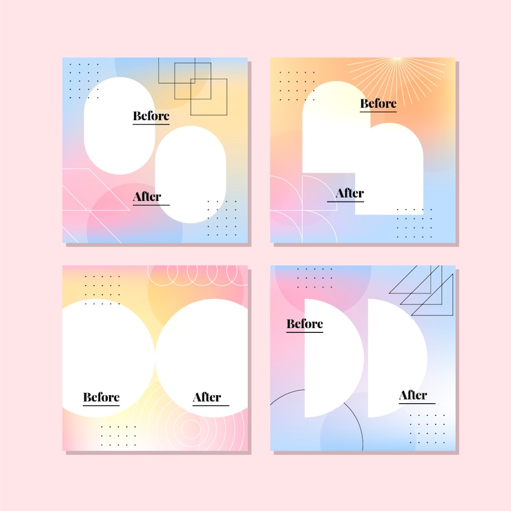 無料Vector instagramの投稿コレクションの前後のグラデーション