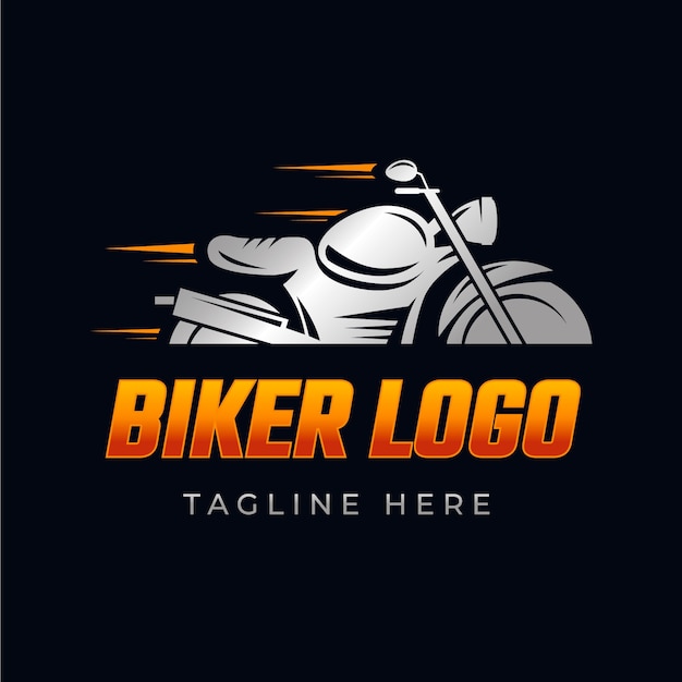 Бесплатное векторное изображение Градиентный дизайн логотипа байкера