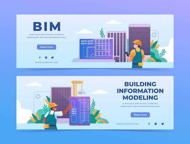 Free vector gradient bim horizontal banner