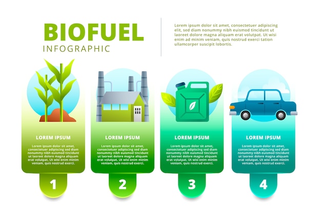 Бесплатное векторное изображение Инфографика градиентного биотоплива