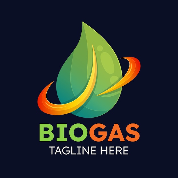 Шаблон логотипа градиента биогаза