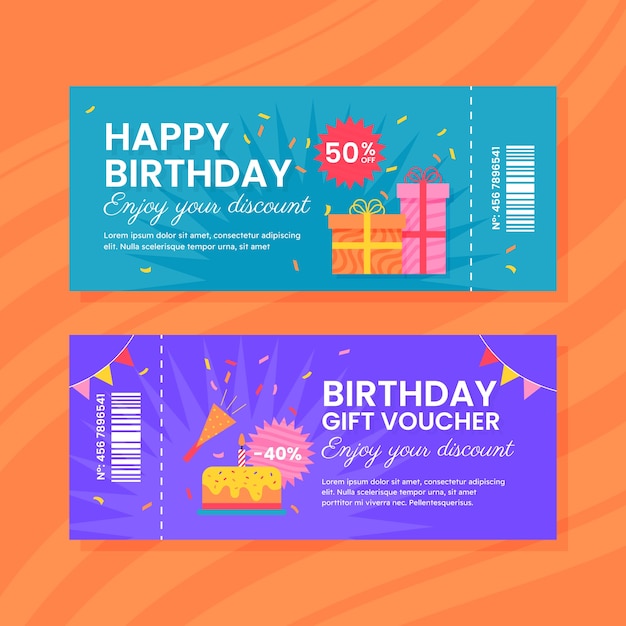 Free vector gradient birthday gift voucher design