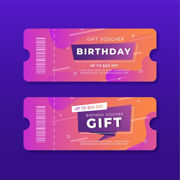 Gradient birthday gift voucher design