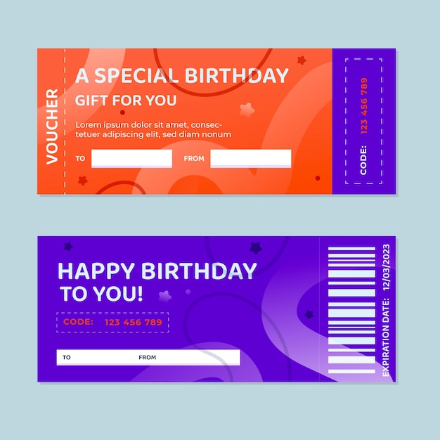 Free vector gradient birthday gift voucher design