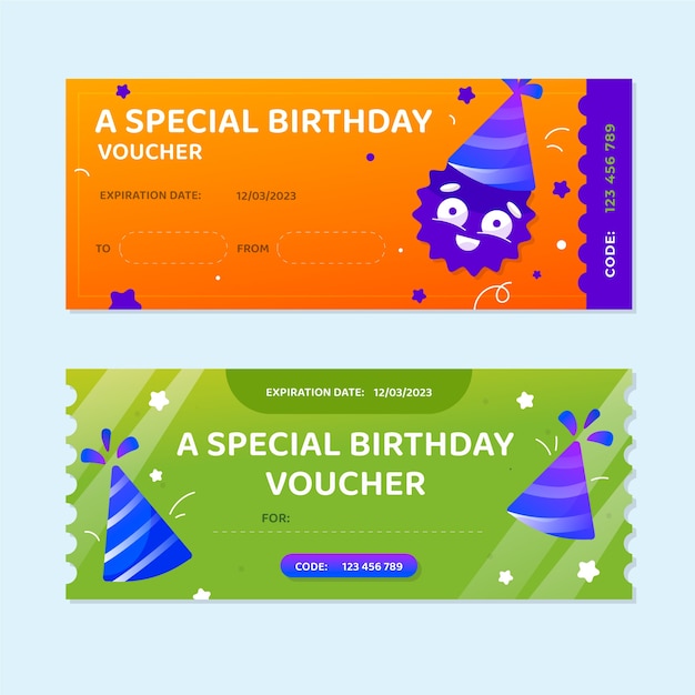 Gradient birthday gift voucher design