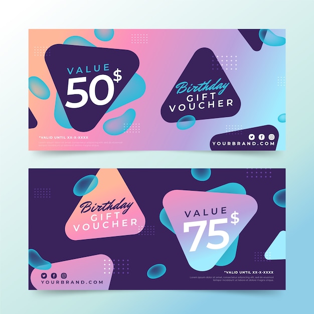 Gradient birthday gift voucher template