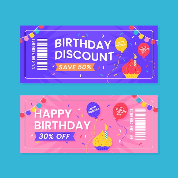 Vettore gratuito design del coupon di vendita di compleanno sfumato