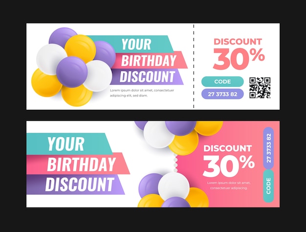 Vettore gratuito modello di coupon di vendita di compleanno sfumato