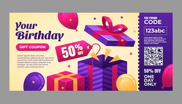 Free vector gradient birthday sale coupon