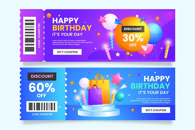 Free vector gradient birthday sale coupon