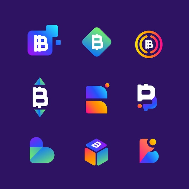 Gradient bitcoin logo collection