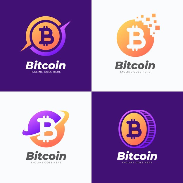 Gradient bitcoin logos pack