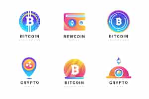 Free vector gradient bitcoin logos pack